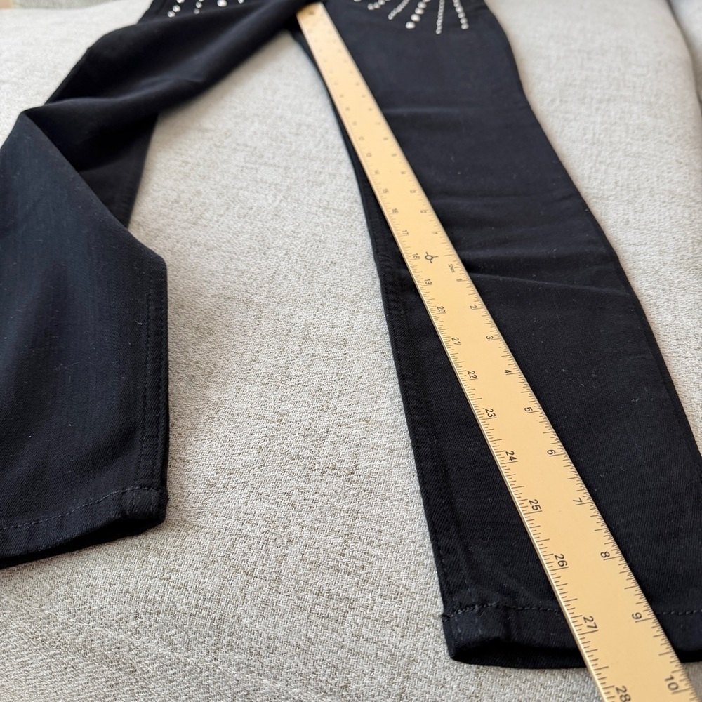 🖤 EXPRESS Black Studded High Waisted Skinny Jean Leggings - Picture 9 of 13